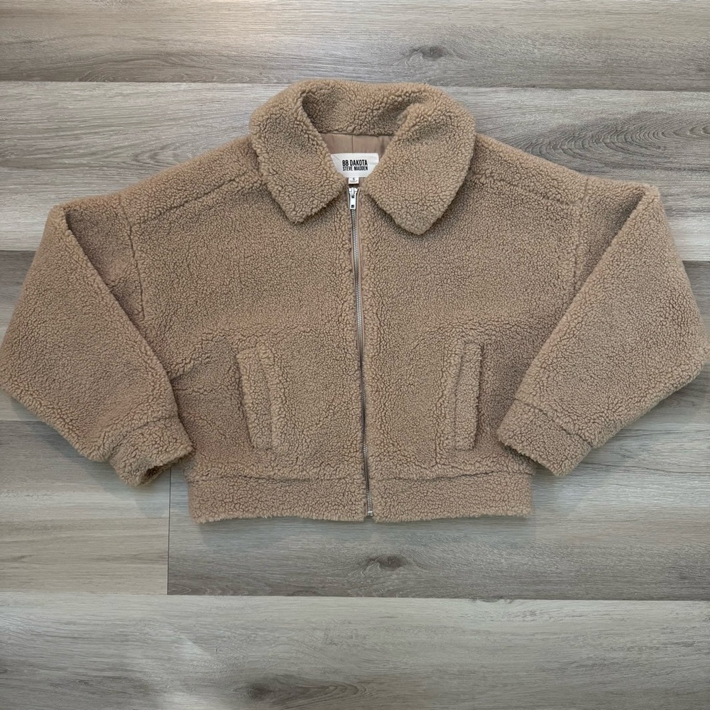 BB Dakota Steve Madden Sherpa Teddy Crop Jacket Women’s Small